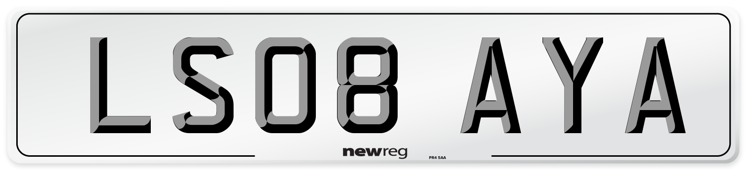LS08 AYA Number Plate from New Reg